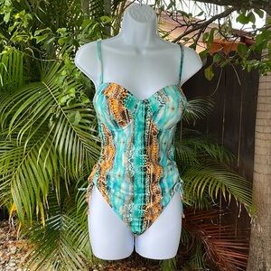 LISA BLUE One Piece Swimsuit size 10